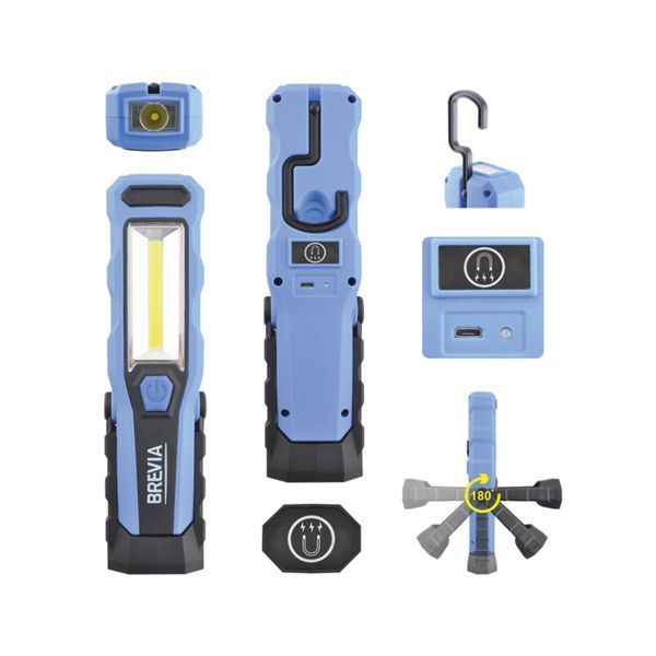 Ліхтар інспекційний Brevia LED 8SMD+1W LED 300lm 2000mAh microUSB 11320 фото