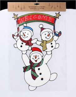 Наклейка новорічна Три сніговички Welcome Chomik, 31х47 см 5900779851948_3 фото