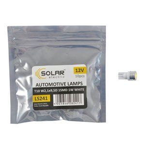Автолампа Solar LED 12V T10 W2.1x9.5d 1SMD 1W white 10шт LS241_P фото
