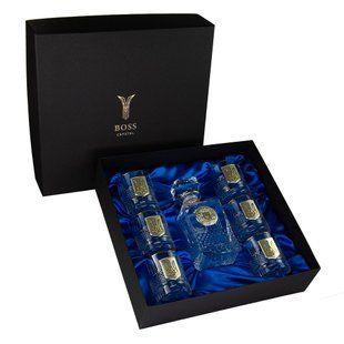 Набір для віскі Boss Crystal &laquo;Гербовий з тризубцем&raquo; графин, 6 келихів, срібло, золото, кришталь, захисний лак B7TRY1GG/L фото