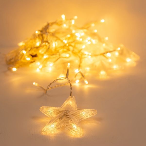 Гірлянда електрична Chomik Штора зірки 136 LED, теплий білий, 3м, від мережі 5900779880030 фото