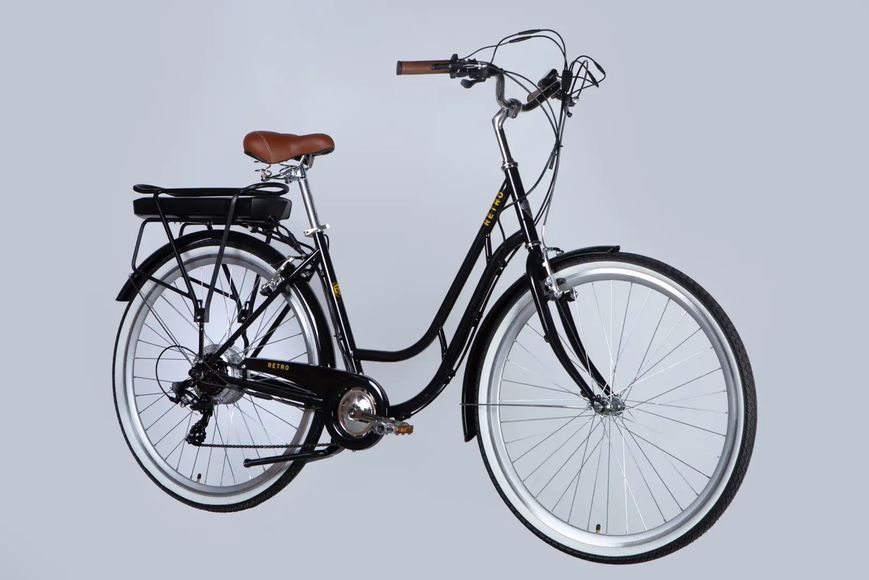 Велосипед уцінений з електроприводом 28 ST Dorozhnik eRETRO Vbr FR рама-19 36B 13А*г 500Вт чорний 2026 STK-D-28-650 фото