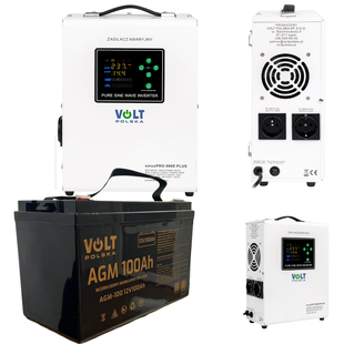 Комплект Volt Polska SINUS PRO 900 E PLUS 12/230V 600/900W + Акумулятор AGM 12V 100 Ah (6AKUXAG100) 900EP100AGM фото
