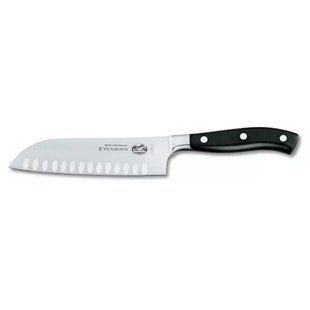 Кухонний кований ніж Victorinox Santoku Grand Maitre з повітряними кишенями 170 мм у подарунковій коробці Чорний (7.7323.17G) 7.7323.17G фото