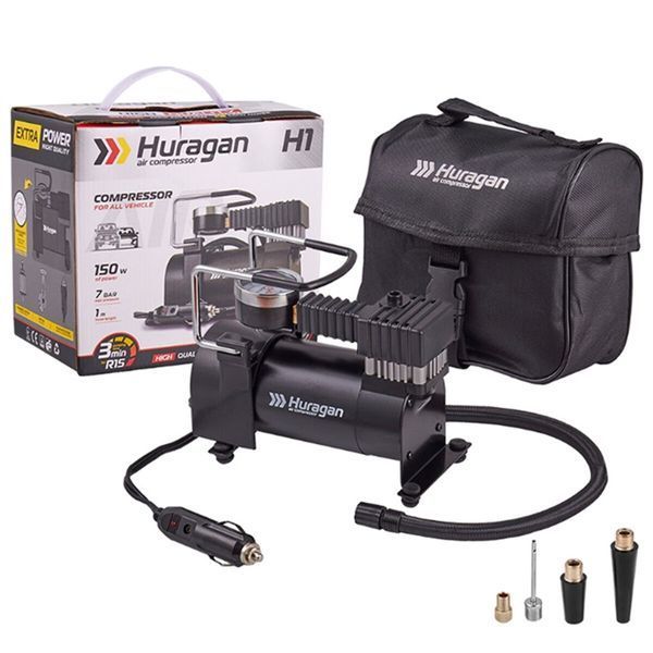 Компресор автомобільний Huragan 12В, 7 Атм, 35 л/хв H0100 H0100 фото