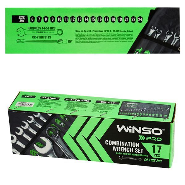 Набір ключів Winso PRO комбіновані CR-V 17шт 6-24мм 900117 фото