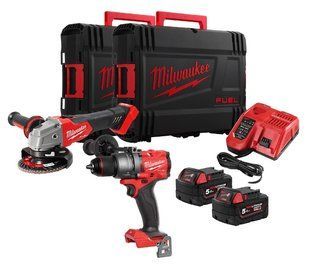 Набір акумуляторних інструментів Milwaukee M18FPP2E3-502X (ударний дриль M18 FPD3, кутова шліфувальна машина M18 FSAG125X, 2xаку 4933492516 фото