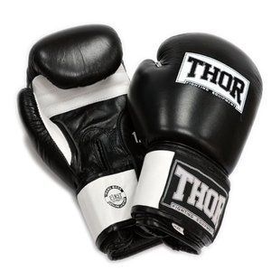 Рукавички боксерські THOR SPARRING 10oz / шкіра / чорно-білі 558(Leather) BLK/WH 10 oz. фото