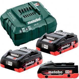 Базовий комплект Metabo: 3 акумулятори LiHD 18 V 4 Ah, з/п ASC 55 685132000 фото