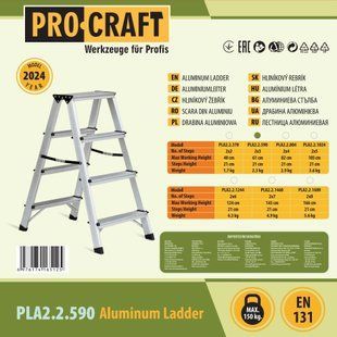 Драбина-стрем&rsquo;янка алюмінієва Procraft PLA2.2.590 022590 фото