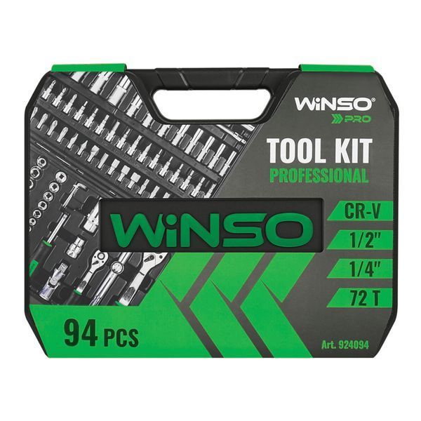 Професійний набір інструментів в кейсі Winso Pro 1/2 , 1/4 72 T, CR-V, 94од. 924094 фото