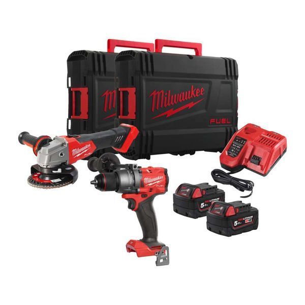 Набір акумуляторних інструментів Milwaukee M18FPP2E3-502X (ударний дриль M18 FPD3, кутова шліфувальна машина M18 FSAG125X, 2xаку 4933492516 фото