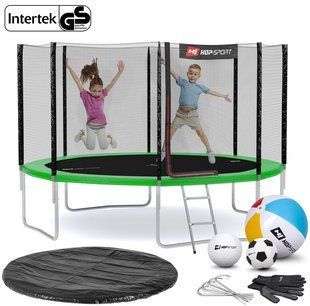 Батут Hop-Sport 12ft (366см) зелений із зовнішньою сіткою 5902308210462 фото