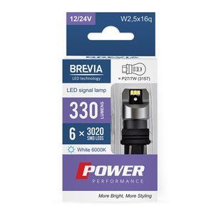LED автолампа Brevia Power P27/7W (3157) 330Lm 6x3020SMD 12/24V CANbus, 2шт 10139X2 фото