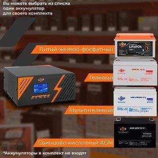 ДБЖ з правильною синусоїдою 12V LPM-PSW-1500VA (1050Вт) Black LP22754 фото