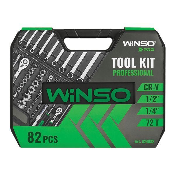 Професійний набір інструментів в кейсі Winso Pro 1/2 , 1/4 72 T, CR-V, 82од. 924082 фото
