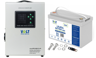 Комплект Volt Polska SINUS PRO 900 E PLUS 12/230V 600/900W + Акумулятор LiFePO4 12,8V 100 Ah 100A 900EP100LiFePO фото