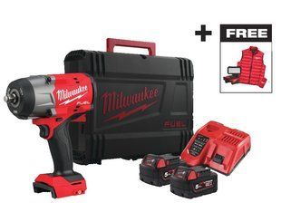 Гайковерт акумуляторний безщітковий MILWAUKEE 1/2" (2034 Нм) M18 FHIWF2F12MC-502X жилет + M18 ALIS-0 4933499452 фото