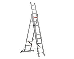 Трьохсекційна алюмінієва драбина VIRASTAR Triomax Pro 3x9 сходинок TS199 фото