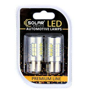 LED автолампа Solar 12-24V S25 BA15s 27SMD white, 2шт SL1395 фото