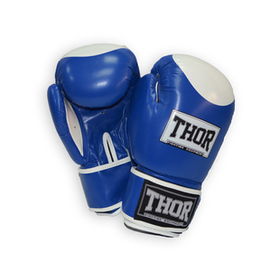 Рукавички боксерські THOR COMPETITION 14oz / шкіра / синьо-білі 500/02(Leath) BLU/WHITE 14 oz. фото