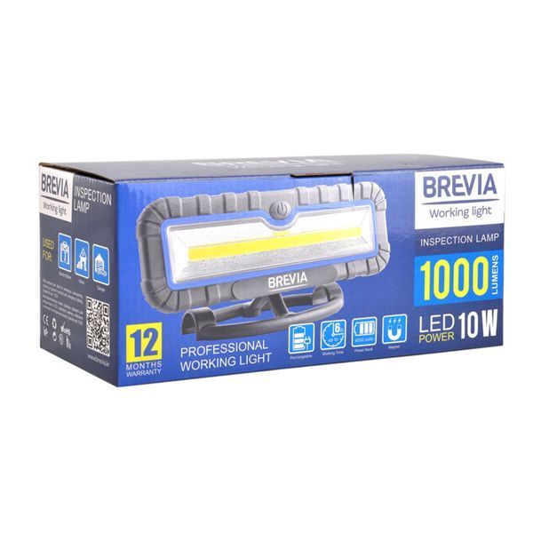 Професійна інспекційна лампа Brevia LED 10W COB 1000lm 4000mAh Power Bank, type-C 11510 фото