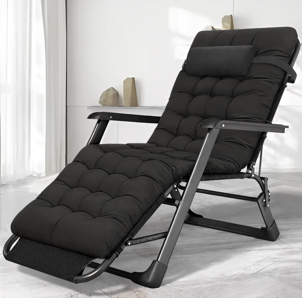Розкладне крісло ліжко з подушкою LEOBRO Чорний (LB-FCB-G1-BLK) LB-FCB-G1-BLK фото