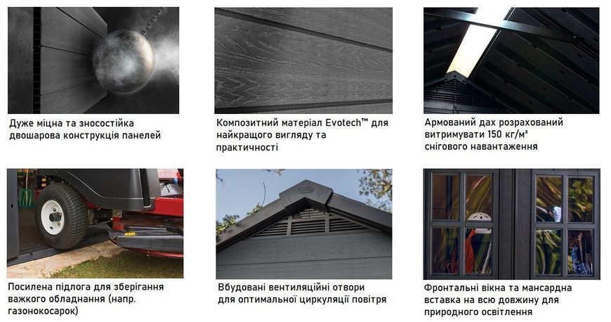 Сарай пластиковий садовий Keter Newton 759, сірий 7290112634443 фото