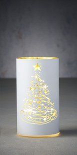 Світильник декоративний скляний Luca Lighting, led 15, 9*15 см, білий, ялинка, 3АА 8720362197591_1 фото