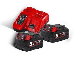 Енергокомплект MILWAUKEE M18 NRG-502 (зарядний пристрій M12-18C, 2 акумулятори М18 В5 5Аг, картонне пакування) 4933459218 фото