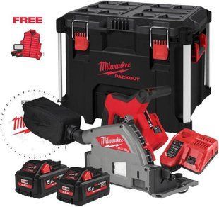 Пила дискова занурювальна акумуляторна безщіткова MILWAUKEE M18 FPS55MC-552P PACKOUT M18 ALIS-0+жилетка 4933499456 фото