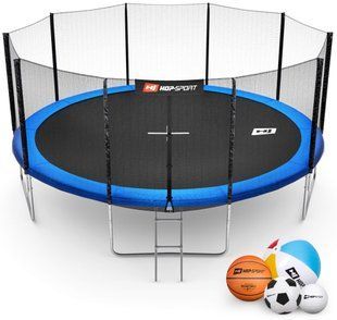 Батут Hop-Sport 16ft (488см) синій із зовнішньою сіткою 5906190237798 фото