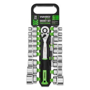 Професійний набір головок торцевих з тріскачкою та подовжувачем Winso Pro 1/2 72Т CR-V 8-32мм 20шт 902020 фото