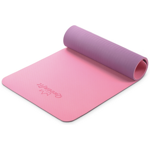 Килимок (мат) для фітнесу та йоги Queenfit Premium TPE 0,6см рожево-фіолетовий 5907766664321 фото