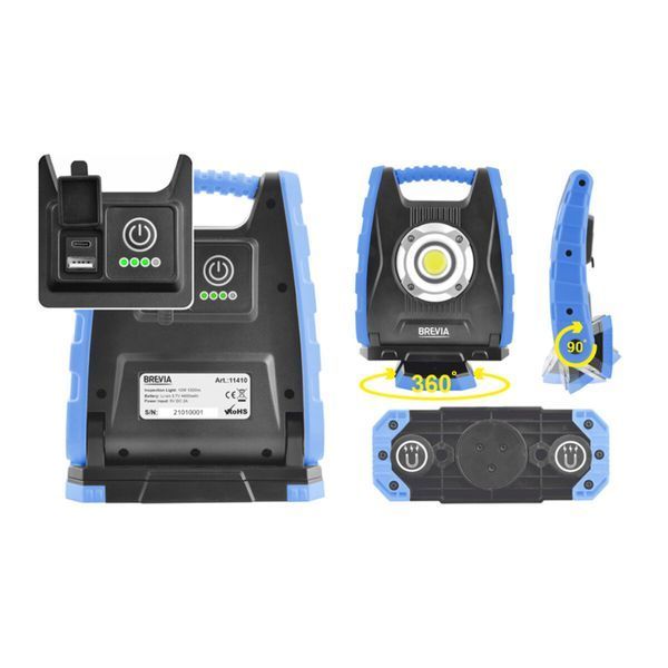 Професійна інспекційна лампа Brevia LED 10W COB 1000lm 4400mAh Power Bank, type-C 11410 фото