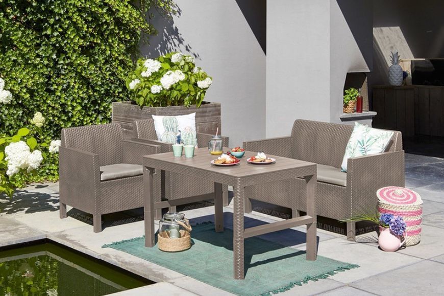 Стіл для саду пластиковий Keter Lyon rattan table, бежевий 8711245143453 фото