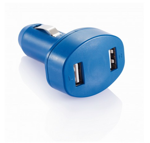 Автомобільний зарядний пристрій на 2 USB порти, синій P302.065 фото