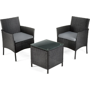Садові меблі Outtec LUXURY стіл та 2 стільці чорно-графітові 5907766662761 фото