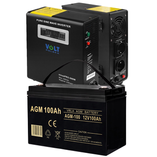 Комплект аварійного живлення Volt Polska SINUS PRO 500 E + Акумулятор VOLT AGM VRLA 100Ah 12V 3SP095012W + 6AKUXAG100 фото