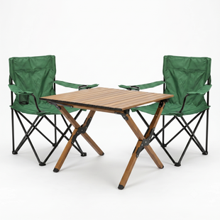 Комплект туристичний - стіл LEOBRO Camp M 59х59х38 см та 2 крісла Lite Green LB-1065-76 фото