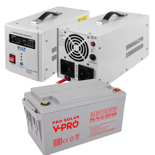 Аварійний комплект Volt Polska SINUS PRO 1000 E 12/230V 700/1000W + Акумулятор VOLT AGM 74Ah 12V 1000E74AGM фото