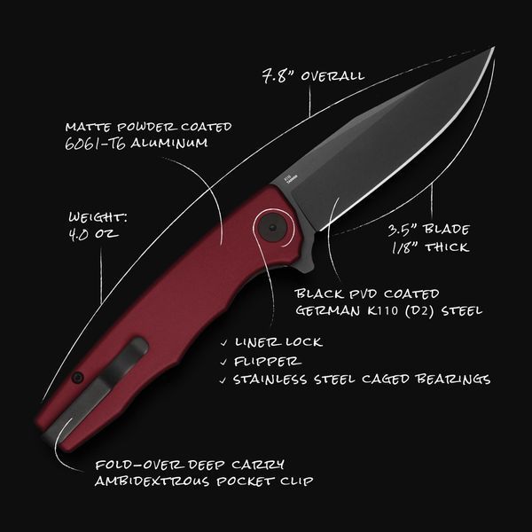 Ніж Ocaso Strategy, Red Aluminum, Black 4009345 фото