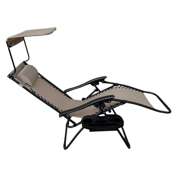 Розкладне крісло шезлонг Zero Gravity LEOBRO з козирком Бежеве HT-167F BEIGE фото