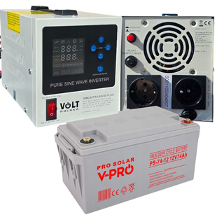 Комплект аварійного живлення VOLT Polska SINUS PRO 850 E PLUS 12/230V 500/850 Вт + AGM акумулятор 74 Ah 850EP74AGM фото