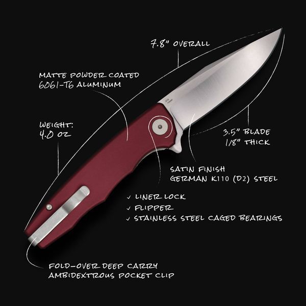 Ніж Ocaso Strategy, Red Aluminum, Satin 4009346 фото