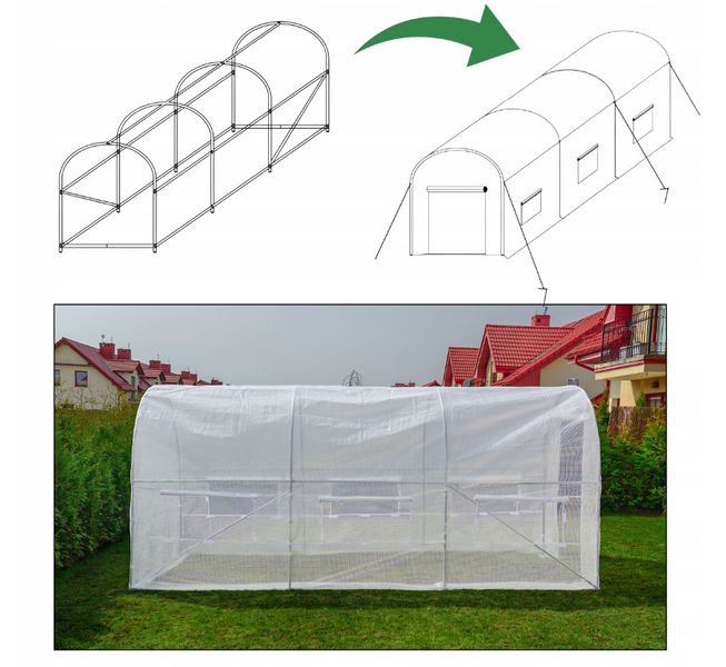 Садова теплиця парник LEOBRO Garden 6м2 White (LB-6M19W) LB-6M19W фото