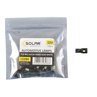 Автолампа Solar LED 12V T10 W2.1x9.5d 6SMD 5630 white 10шт LS286_P фото