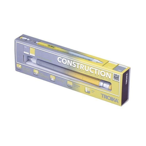 Кулькова багатозадачна ручка Troika Construction зі стілусом, лінійкою, викруткою та рівнем, жовто-сірий PIP20YE/GY фото