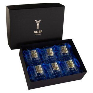 Набір для віскі &ldquo;Тризуб&rdquo; spinner Boss Crystal, 6 келихів, срібло, золото, кришталь B6TRY3XG фото