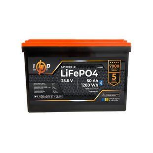 Акумулятор LP LiFePO4 25,6V - 50 Ah (1280Wh) (BMS 80A/50А) пластик Smart BT LP40943 фото
